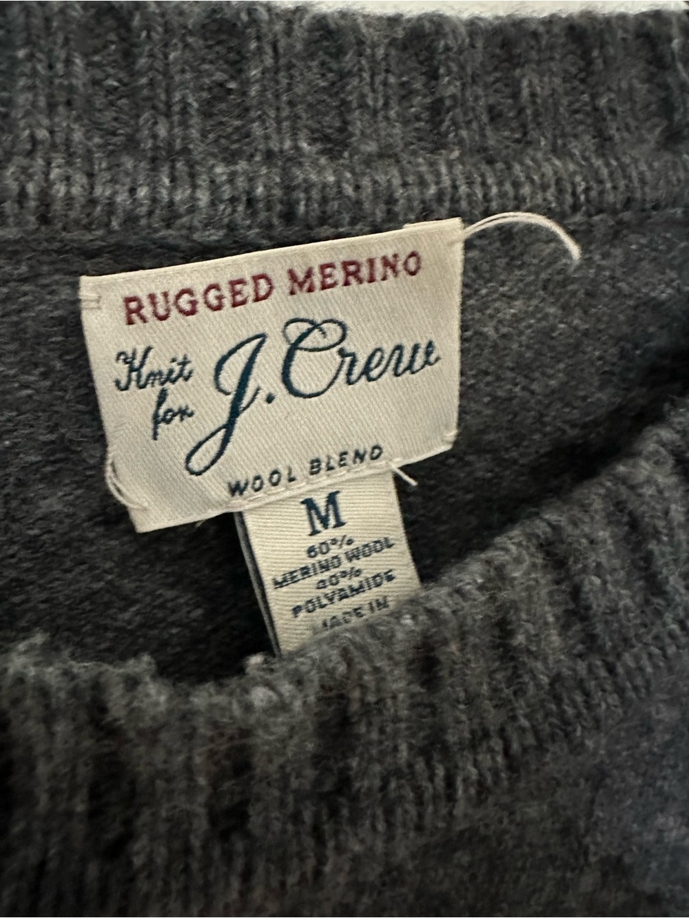 J. Crew Rugged Merino Wool Blend Sweater - Charcoal (Medium)